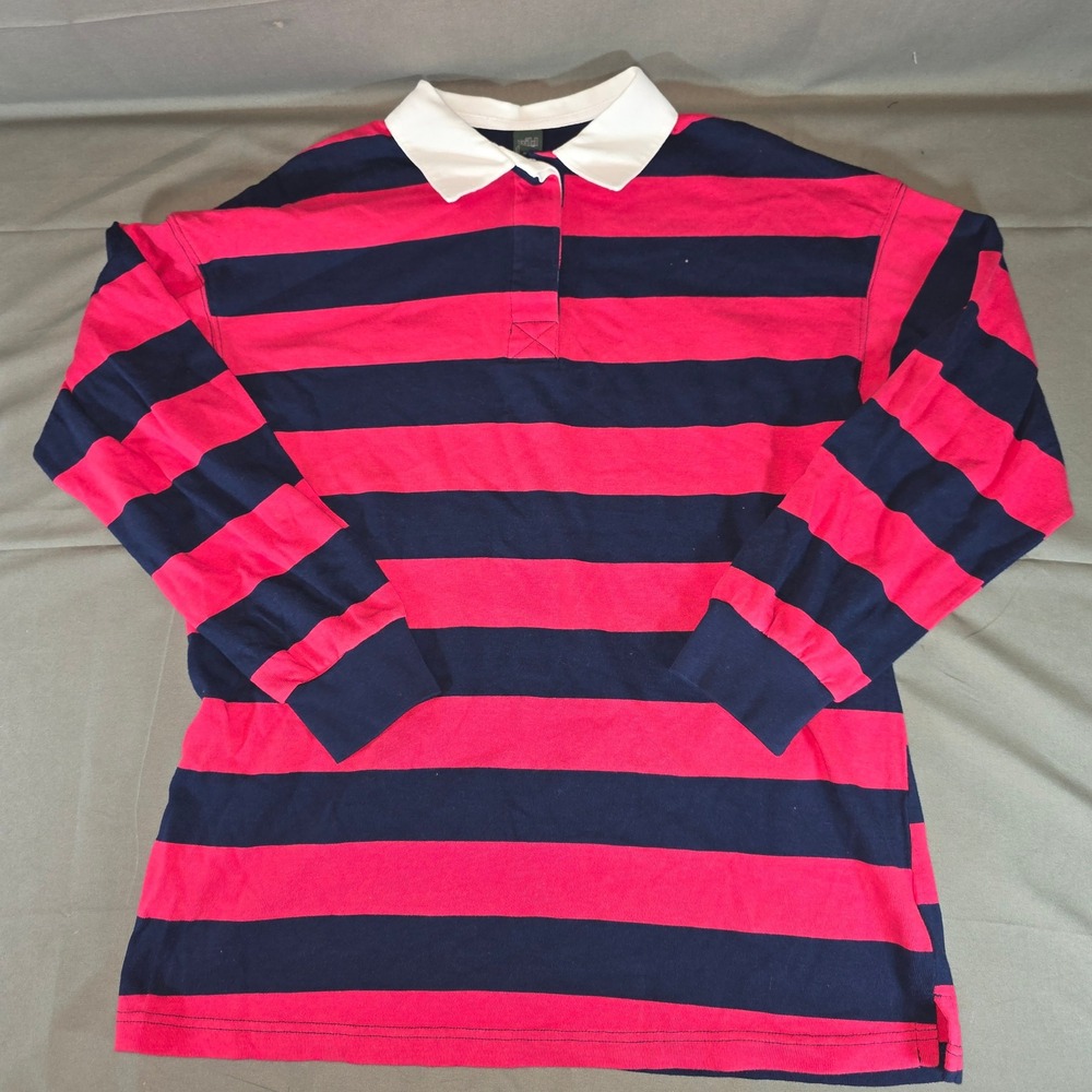 Wild Fable Olivia Dayton Pink Navy Striped Rugby Shirt S 331015135